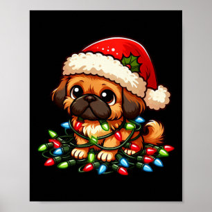 Pekingese Christmas Lights Dog Funny Xmas Poster