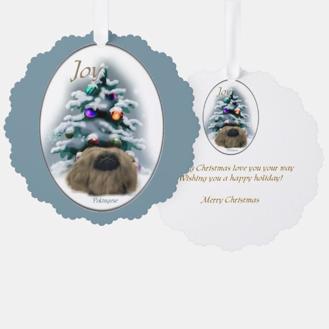 Pekingese Christmas Ornament Card (Front/Back)