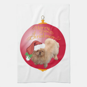 Pekingese Christmas Ornament Kitchen Towel