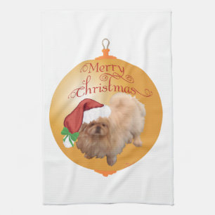 Pekingese Christmas Ornament Kitchen Towel