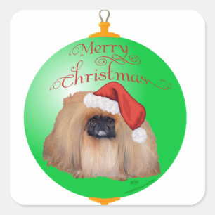 Pekingese Christmas Ornament Square Sticker