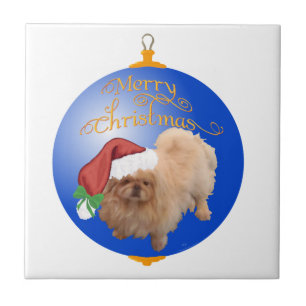 Pekingese Christmas Ornament Tile