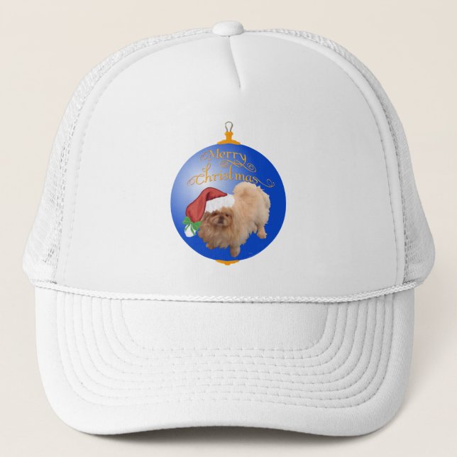 Pekingese Christmas Ornament Trucker Hat (Front)