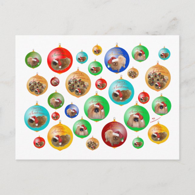 Pekingese Christmas Ornaments Holiday Postcard (Front)
