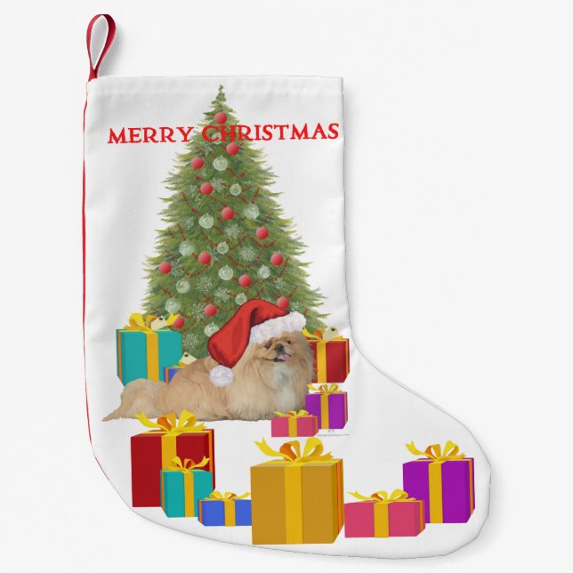 Pekingese Christmas Small Christmas Stocking (Front)