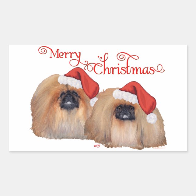 Pekingese Christmas Sticker (Front)