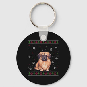 Pekingese Christmas Sweater Xmas Pet Animal Dog Lo Keychain