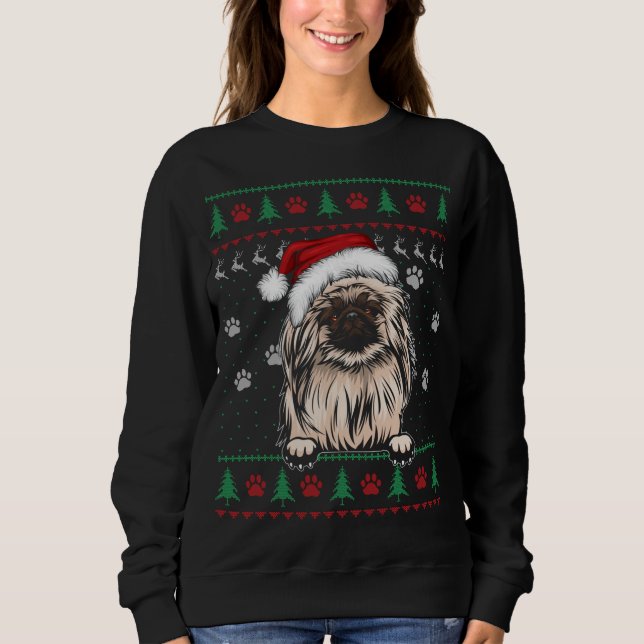 Pekingese Christmas Ugly Sweater Funny Dog Lover X (Front)