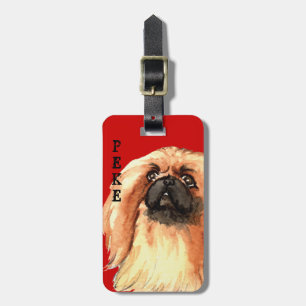 Pekingese Colour Block Luggage Tag