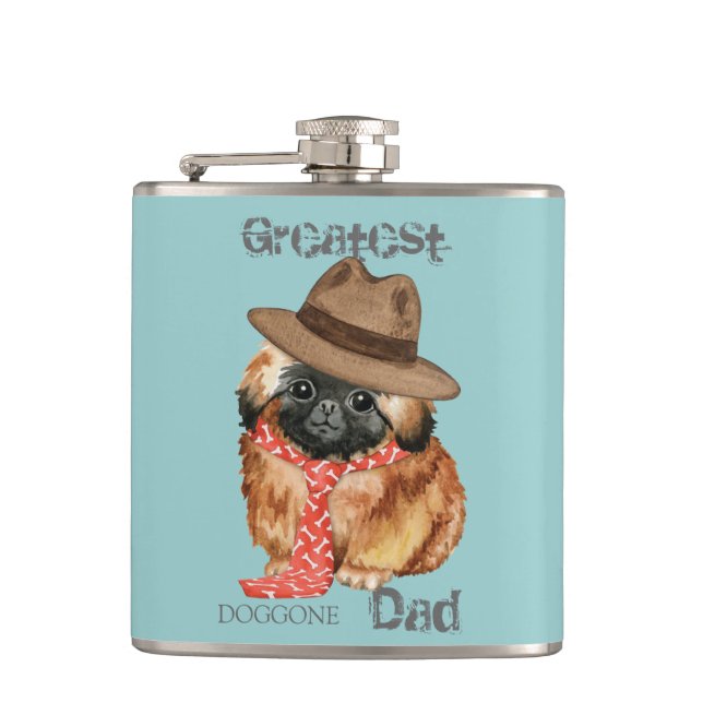 Pekingese Dad Hip Flask (Front)