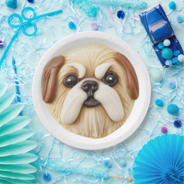 Pekingese Dog 3D Inspired Paper Plate (Party)