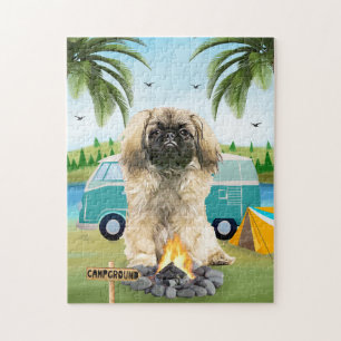 Pekingese Dog Camping  Jigsaw Puzzle