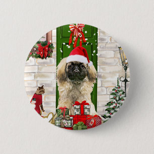Pekingese Dog Christmas 2 Inch Round Button