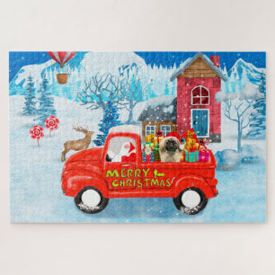 Pekingese Dog Christmas Delivery Truck Snow Jigsaw Puzzle