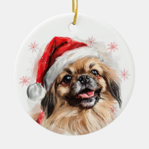 Pekingese Dog Christmas Personalized Ceramic Ornament