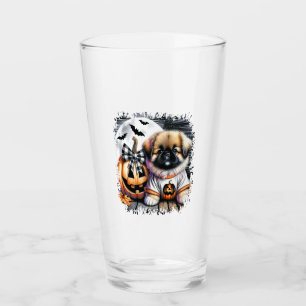 Pekingese Dog Halloween Square Glass