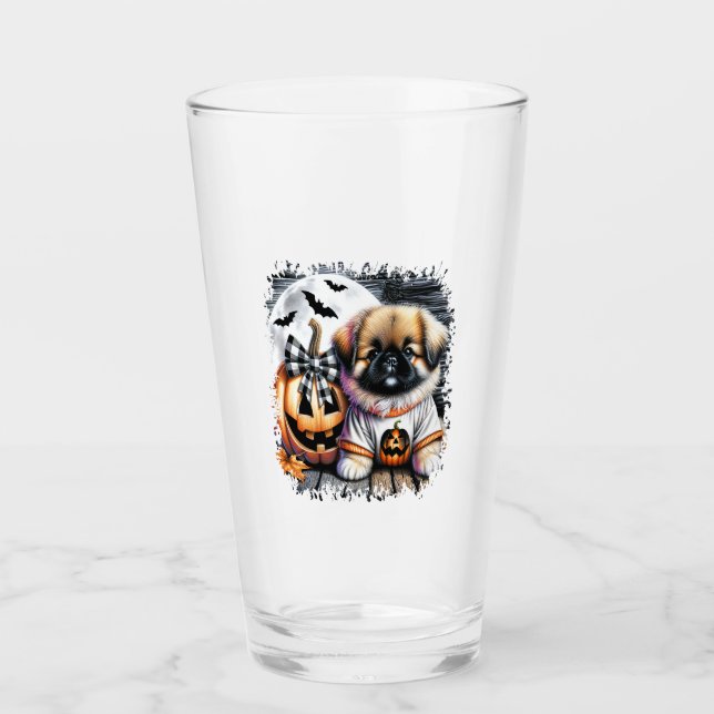 Pekingese Dog Halloween Square Glass (Front)