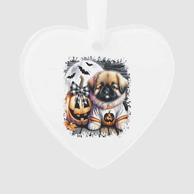 Pekingese Dog Halloween Square Ornament (Front)