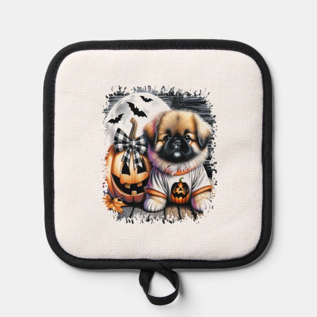 Pekingese Dog Halloween Square Pot Holder (Front)