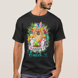 Pekingese Dog In Easter Eggs Basket Bunnies Happy T-Shirt
