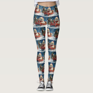 Pekingese Dog in Sledge Let it Snow Christmas Leggings