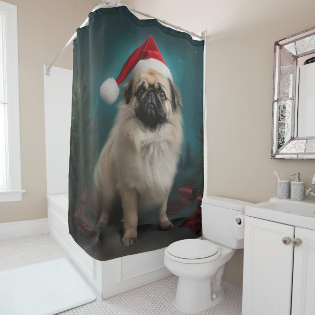 Pekingese Dog in Snow Christmas (In Situ)