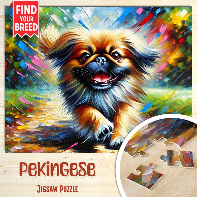 Pekingese Dog Portrait Acrylic Art Print Dog Lover Jigsaw Puzzle (Creator Uploaded)