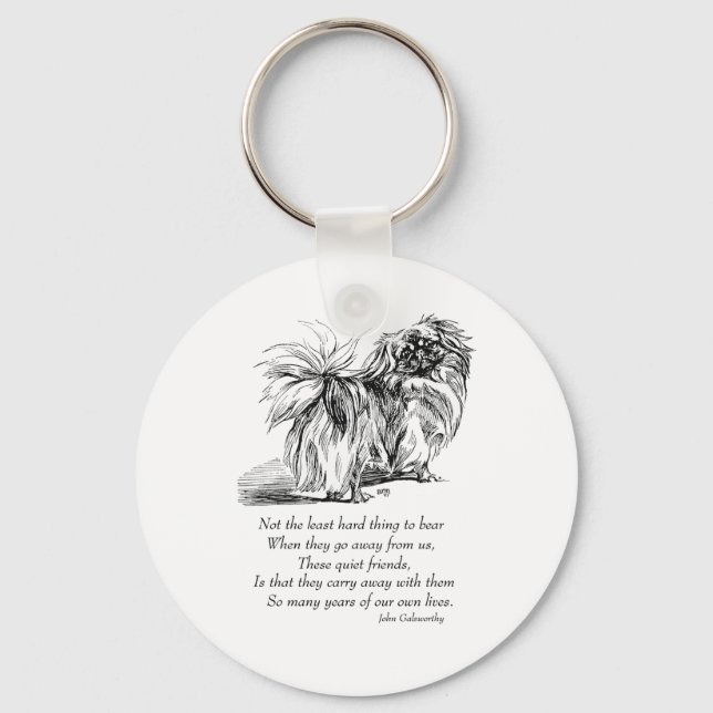 Pekingese Dog Rainbow Bridge Keychain (Front)