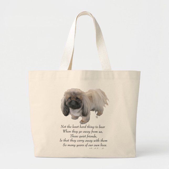 Pekingese Dog Rainbow Bridge Large Tote Bag (Front)