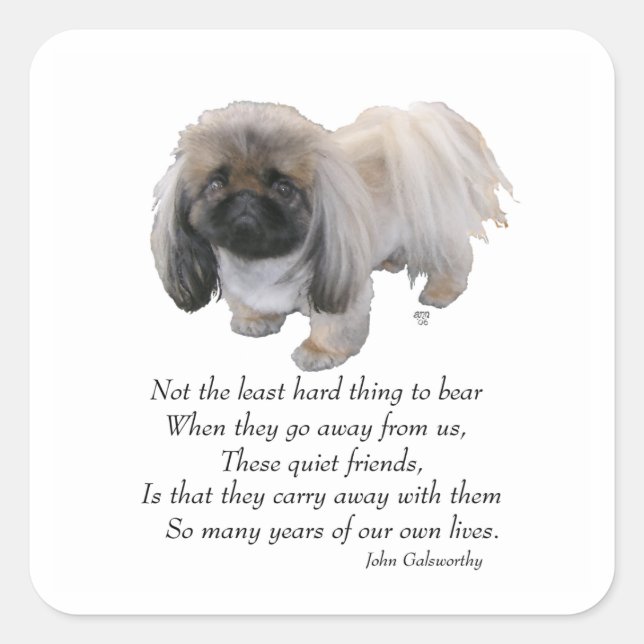 Pekingese Dog Rainbow Bridge Square Sticker (Front)