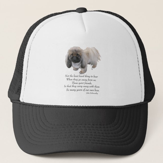 Pekingese Dog Rainbow Bridge Trucker Hat (Front)