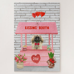 pekingese Dog Valentine's Day Kissing Booth Jigsaw Puzzle