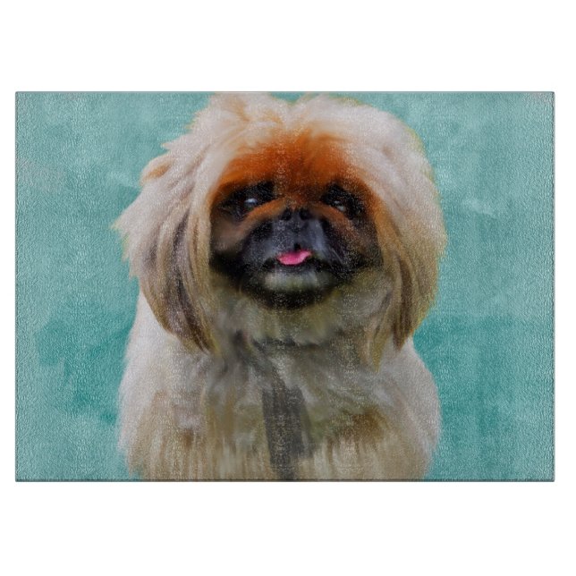 Pekingese Dog Watercolor Art Portrait Cutting Board (Front)