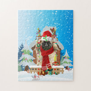 Pekingese dog with Christmas gifts Jigsaw Puzzle