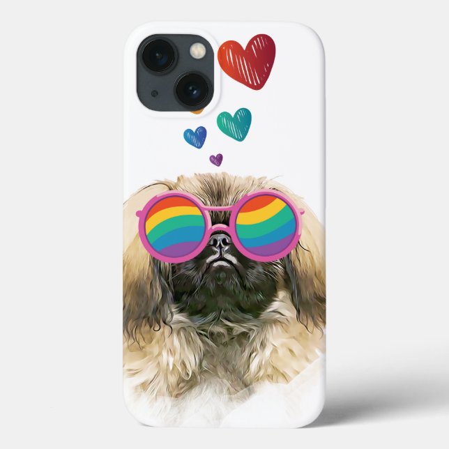Pekingese Dog with Hearts Valentine's Day Case-Mate iPhone Case (Back)