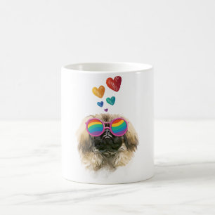 Pekingese Dog with Hearts Valentine's Day Coffee Mug