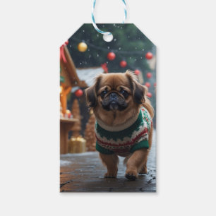 Pekingese Dogs Christmas Snow Holiday Gift Tags