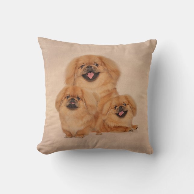 Pekingese dogs collage throw pillow (Front)