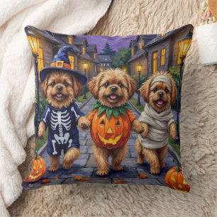 Pekingese Dogs Trick-or-Treating Halloween Costume Throw Pillow