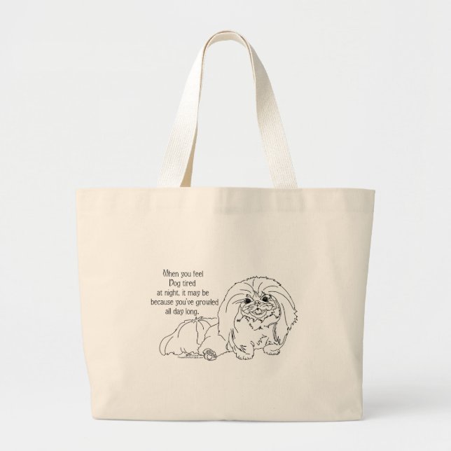 Pekingese Dogs Witty Sayings Large Tote Bag (Front)