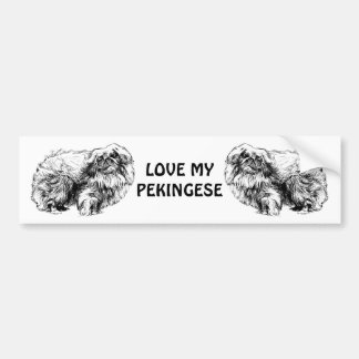 pekingese drawing bumper sticker