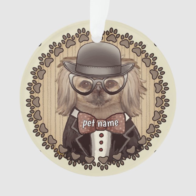 Pekingese en lunettes Ornement (devant)