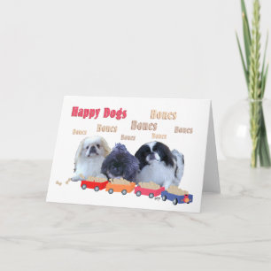 Pekingese Family Bone Train Holiday Card