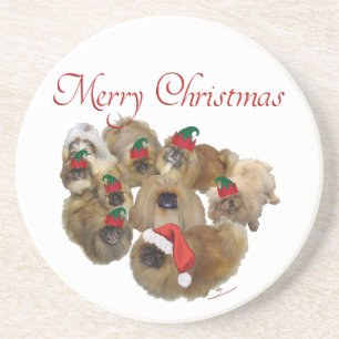 Pekingese Group Christmas Coaster