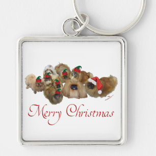 Pekingese Group Christmas Keychain