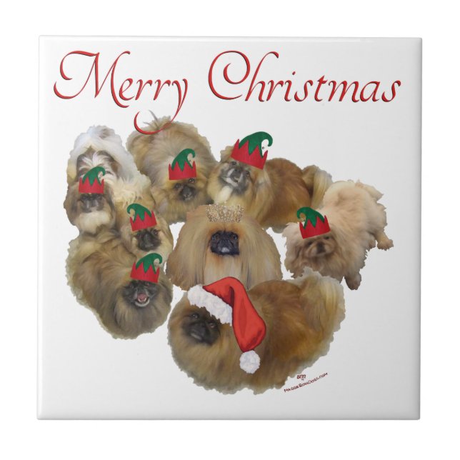 Pekingese Group Christmas Tile (Front)