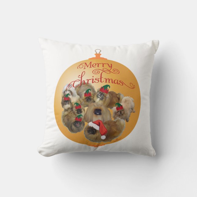 Pekingese Group Ornament Throw Pillow (Front)