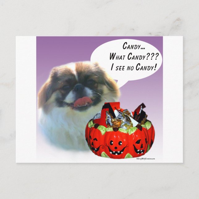 Pekingese Halloween Candy Postcard (Front)