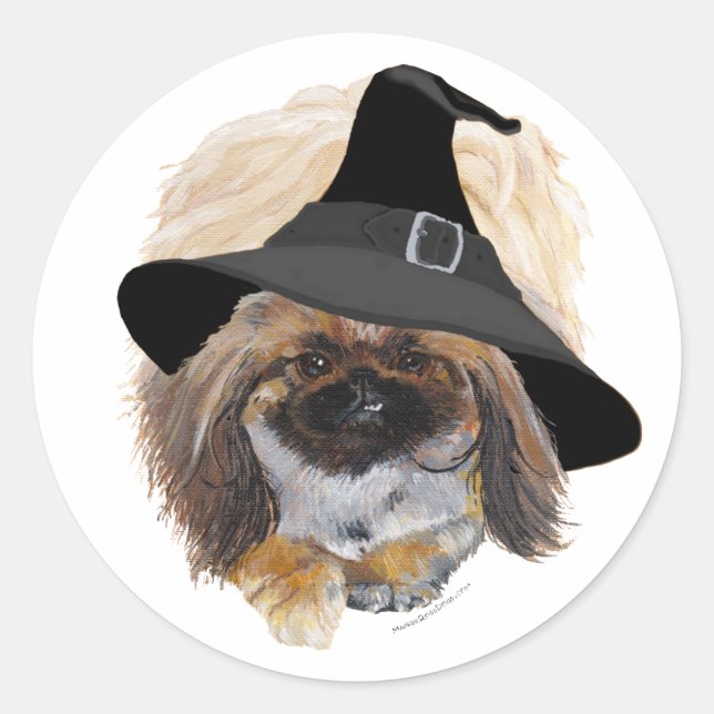 Pekingese Halloween Classic Round Sticker (Front)
