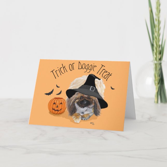 Pekingese Halloween Greeting Card (Front)
